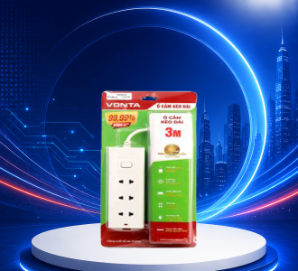 Ổ cắm kéo dài ba ổ 2 chấu, màu trắng 3m - VTA3003B-30 - VONTA