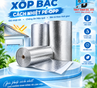 Tấm xốp bạc cách nhiệt PE-OPP (1 mặt bạc) 10 ly - (50m / Cuộn)