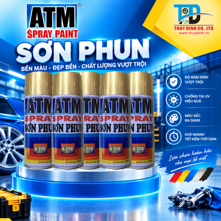 Sơn xịt ATM A228 Gold (màu vàng đồng / vàng kim) - ATM