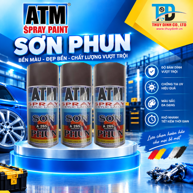 Sơn xịt ATM A265 Cocoa Brown (màu nâu ca cao / nâu socola) - ATM