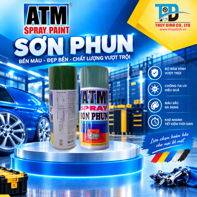Sơn xịt   ATM A281 Machine Green (màu xanh rêu / xanh máy hay xanh bả đậu) - ATM