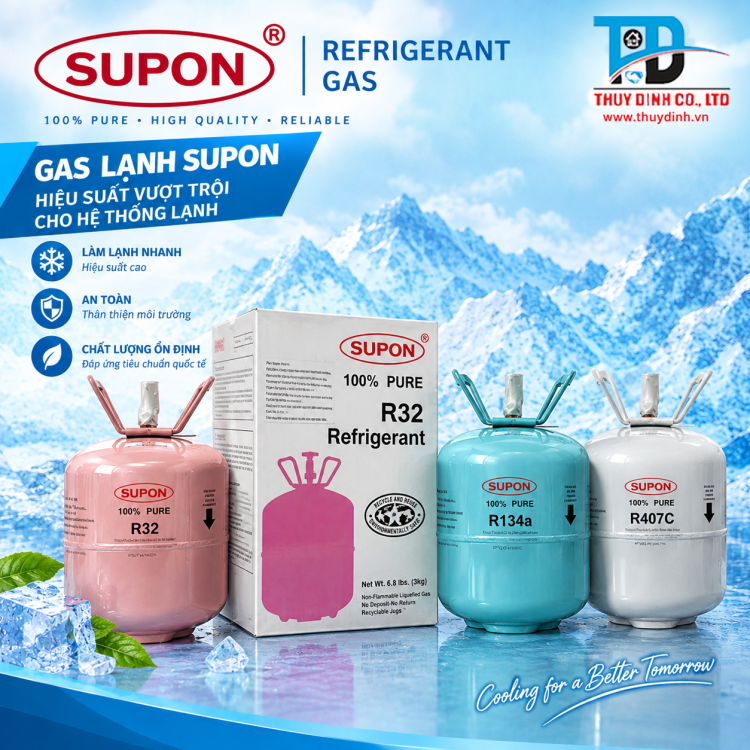 Gas Lạnh Điều Hòa R134a (Loại 3.0Kg) - SUPON