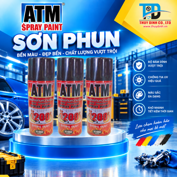 Sơn xịt chịu nhiệt ATM H680 Silver (màu bạc) - ATM