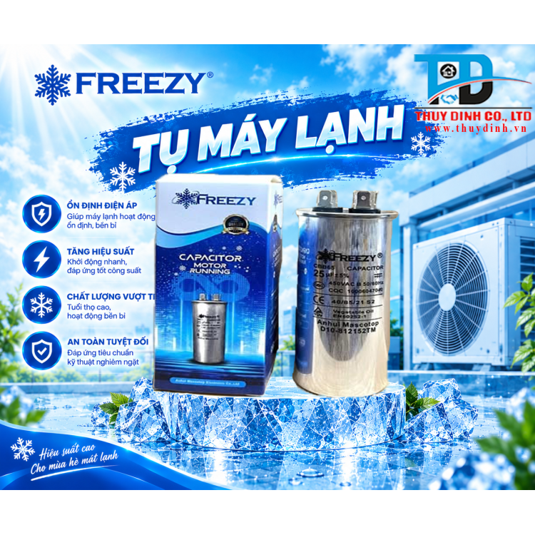 Tụ Điều Hoà/Máy Lạnh 2 chân 25uF - FREEZY