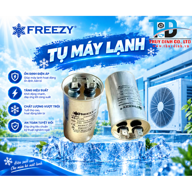 Tụ Điều Hoà/Máy Lạnh 2 chân 45uF - FREEZY