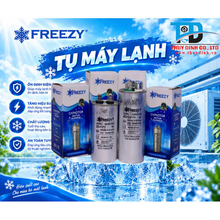 Tụ Điều Hoà/Máy Lạnh 3 chân 45uF - FREEZY